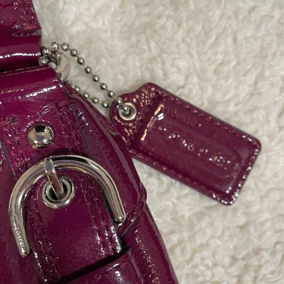 Coach Madison Maggie Hobo Handbag Y2K Style Plum Purple Patent Leather Shoulder - Picture 4 of 9